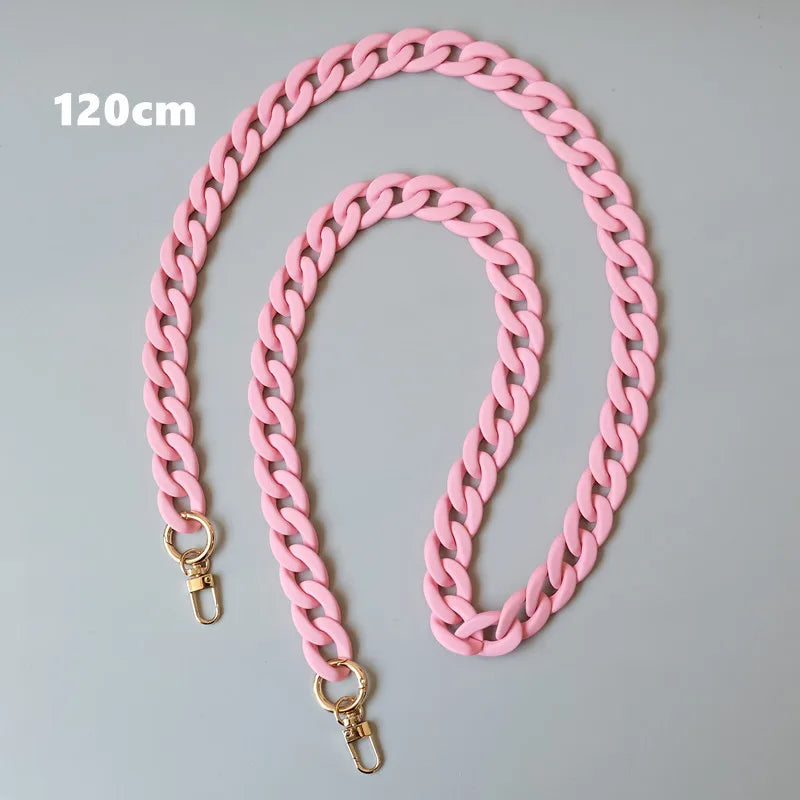 Matte Candy Pink Resin Handbag Chain – Detachable Shoulder Strap