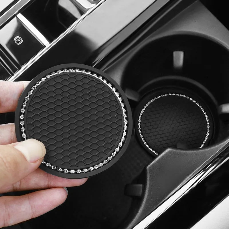 Rhinestone Crystal Car Cup Holder Coasters (Set of 2)