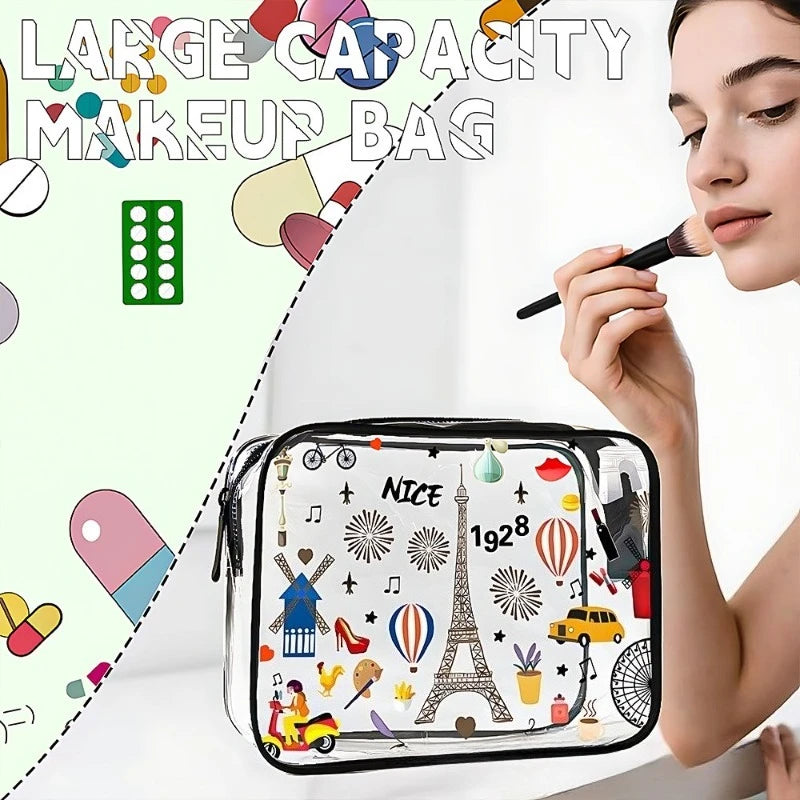 Transparent Travel Makeup Bag with Large Capacity Organizer