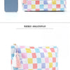 Large-Capacity Striped Cosmetic Bag with Contrasting Design