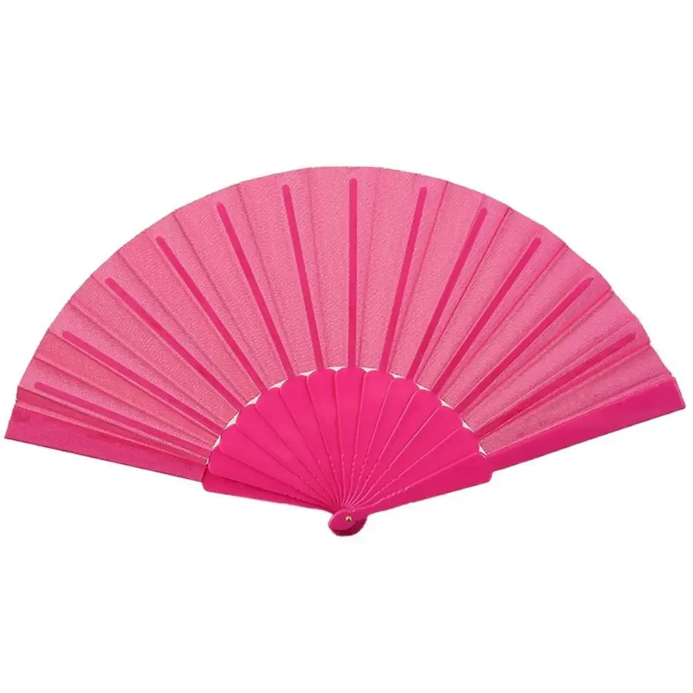 Helles pinkes faltbares Handtuchventilator mit gefalteten Papierblättern.