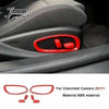 Red interior trim kit for Chevrolet Camaro 2017-2024 featuring a round trim piece and a switch.