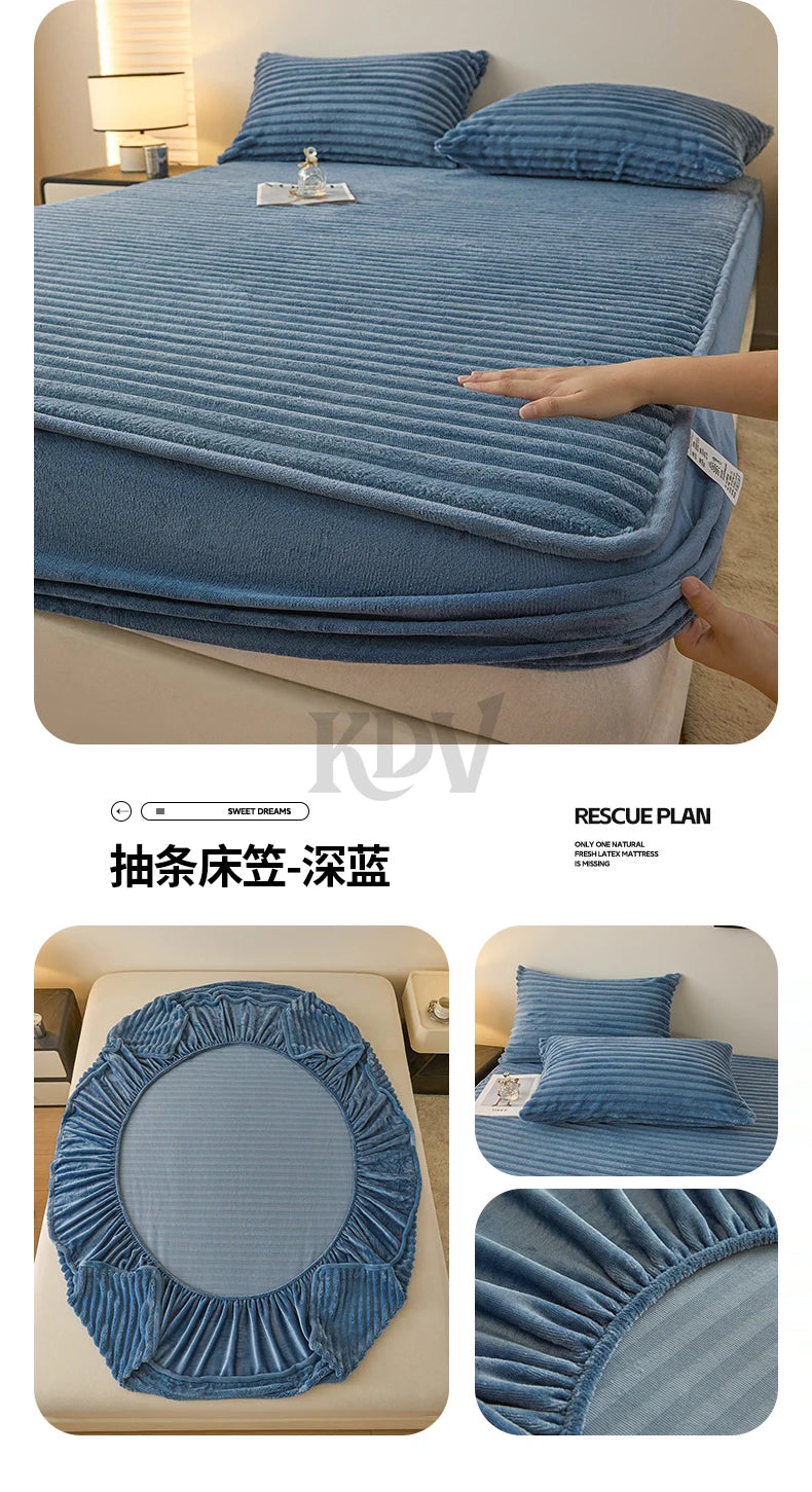 Plush Fitted Sheet Set with Pillowcases