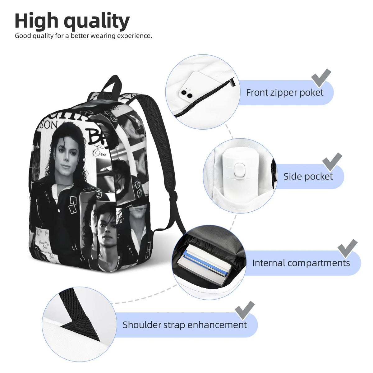 Musical Icon Tribute Backpack for Everyday Use