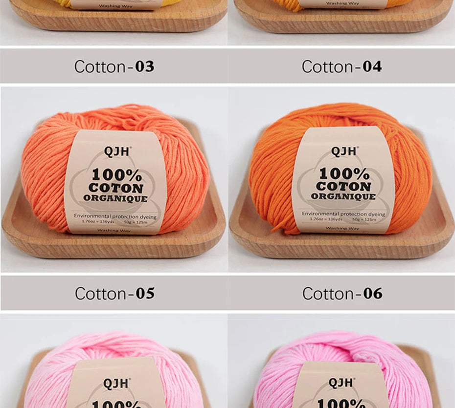100% Organic Cotton Yarn for Knitting and Crocheting (2-Pack)