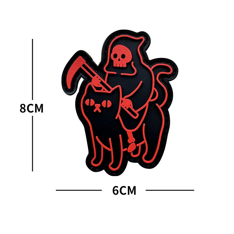 Glow-in-the-Dark Skull Biker Patch with Hook & Loop Backing