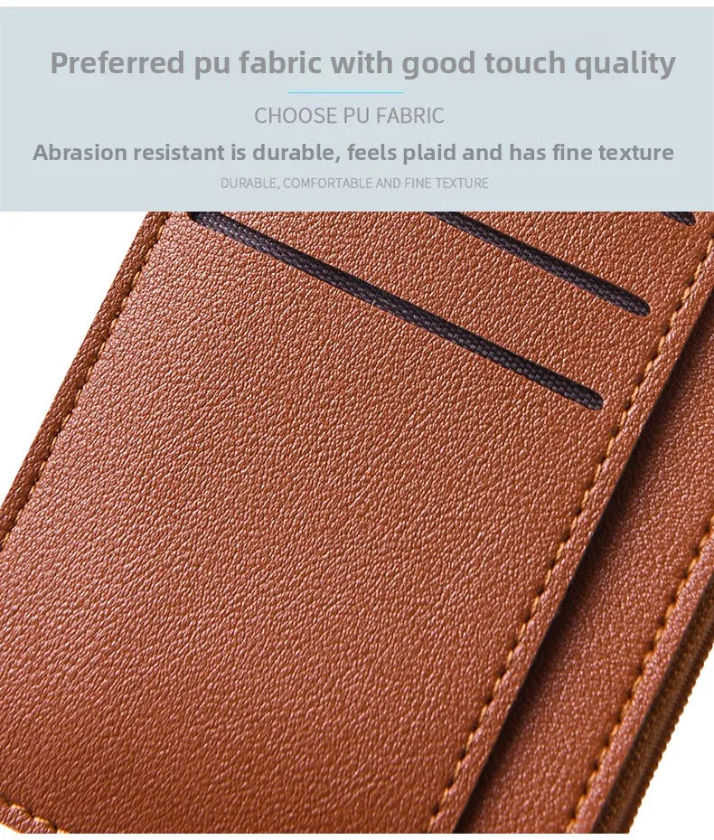 Slim Zippered Card Wallet for Women - Compact Multi-Slot Purse