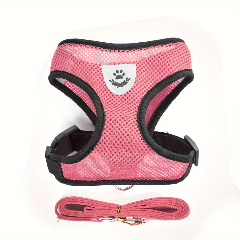 Escape-Proof Mesh Cat Harness with Reflective Vest