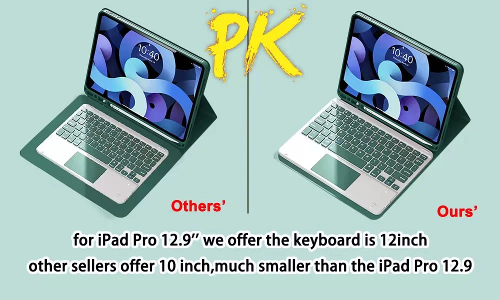 iPad Keyboard Case with Detachable Bluetooth Keyboard and Mouse