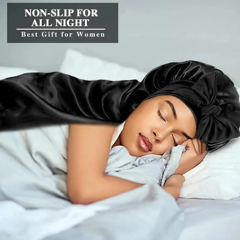 Extra Large Satin Sleep Bonnet for Curly Hair, Dreadlocks, and Braids