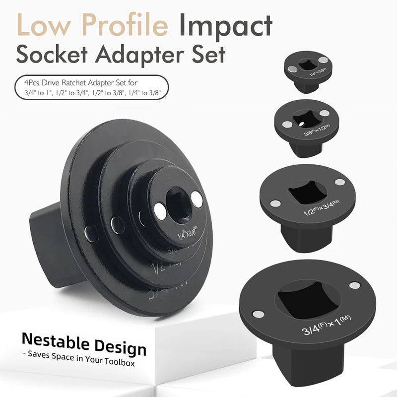 Low-Profile Impact Socket Adapter Set (4-Piece)
