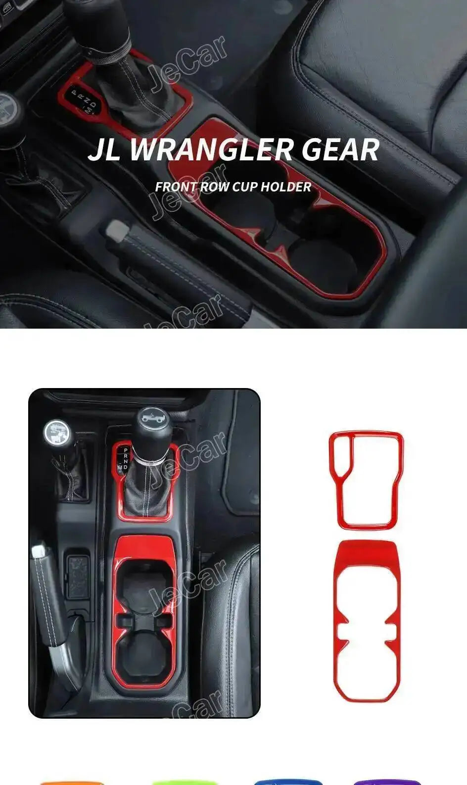 ABS Gear Shift Panel and Cup Holder Trim Cover for Jeep Wrangler JL & Gladiator JT
