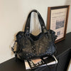Rivet Punk Large Capacity Tote Bag with Adjustable Crossbody Strap