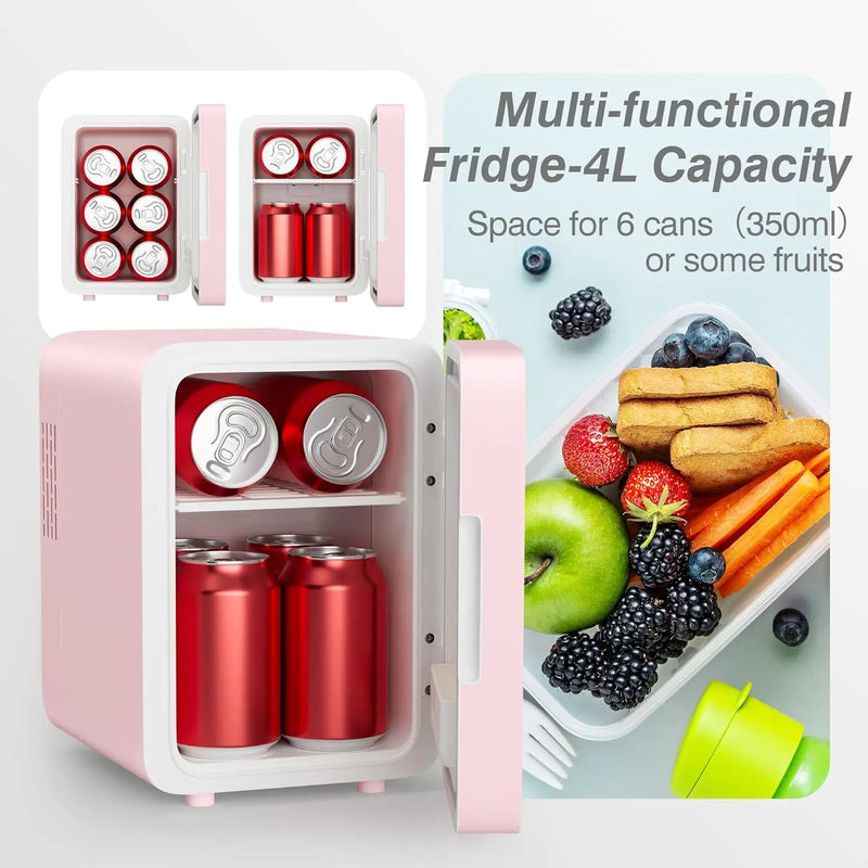 4L Mini Skincare Fridge with Dimmable LED Mirror