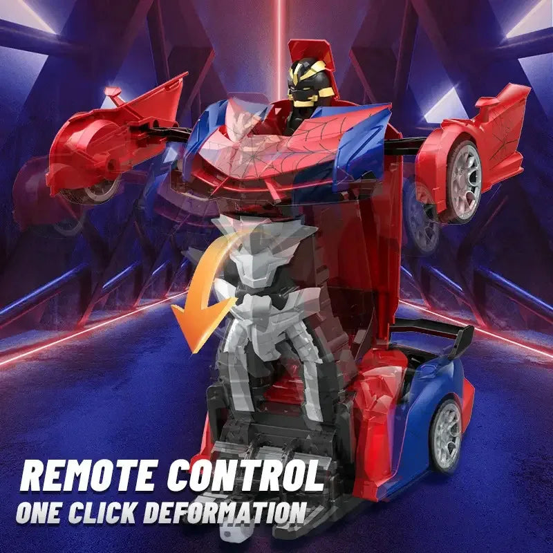 1:18 Scale RC Stunt Car with 360° Spin, LED Lights & One-Button Transformation