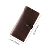 Vintage Leather Long Bifold Wallet with Snap Closure