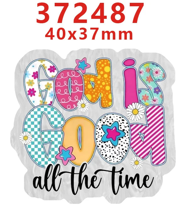 Colorful acrylic hair bow decorations spelling GOOD IS GOOD all the time