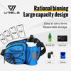 Blue Wrels sports fanny pack designed for rational binning and large capacity storage, holding various items.