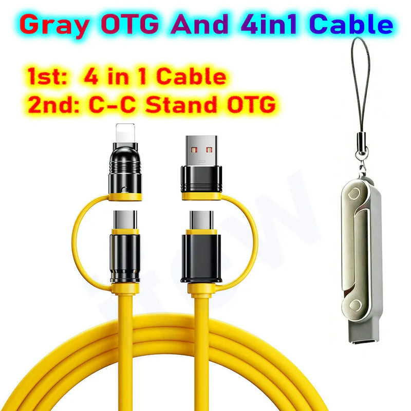 Flat USB-C Fast-Charging Cable with Foldable Phone Stand