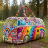 Vintage Sunflower Print Quilted Duffle Bag