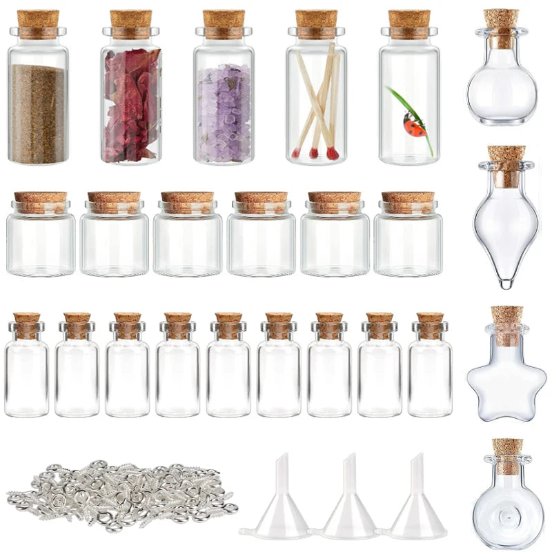 Mini Cork Stopper Glass Bottles for DIY Crafts & Decor