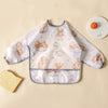 Waterproof Long-Sleeve Baby Bibs with Catch-All Pockets