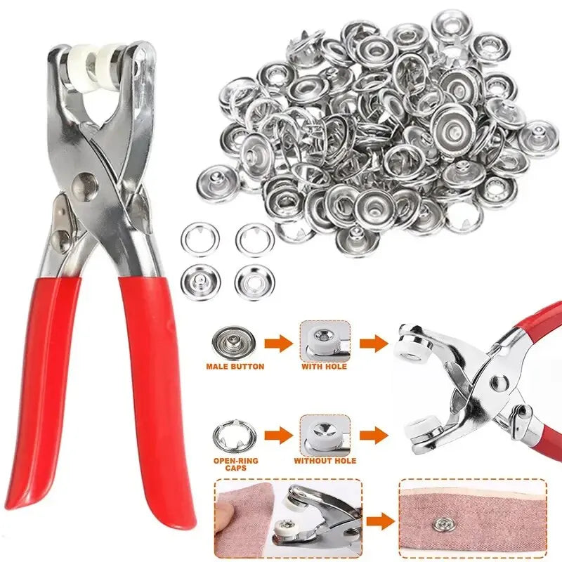 Snap Fastener Kit with Pliers – 400-Piece Metal Buttons