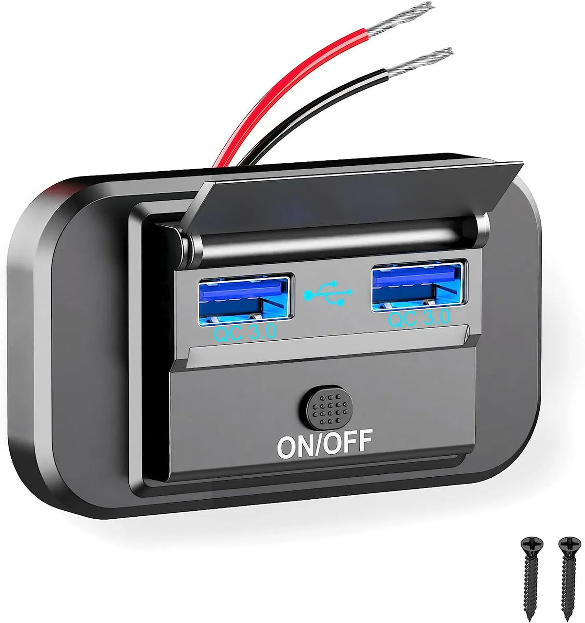 96W 4-Port USB Car Charger with Dual PD & Dual QC 3.0