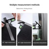 Multiple measurement methods shown for an adjustable combination square including 45, 90 degree angle and horizontal measurem