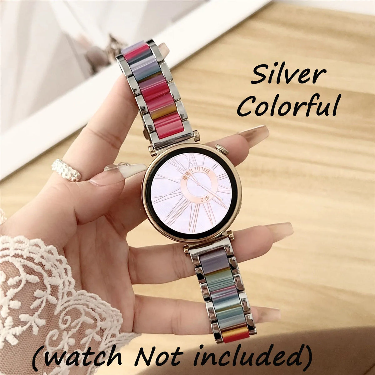 Colorful Resin & Metal Watch Band Strap