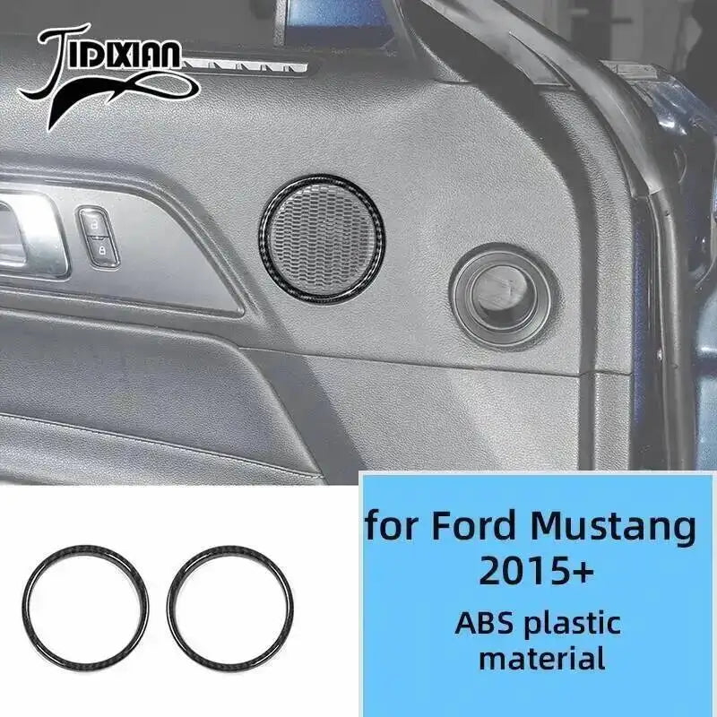 ABS plastic material trim kit for Ford Mustang 2015+ featuring decorative circular trim pieces