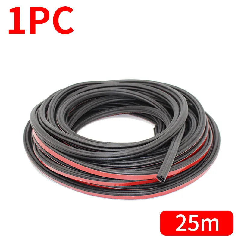 One piece of black and red double-layer self-adhesive car door seal strip, 25 meters long.