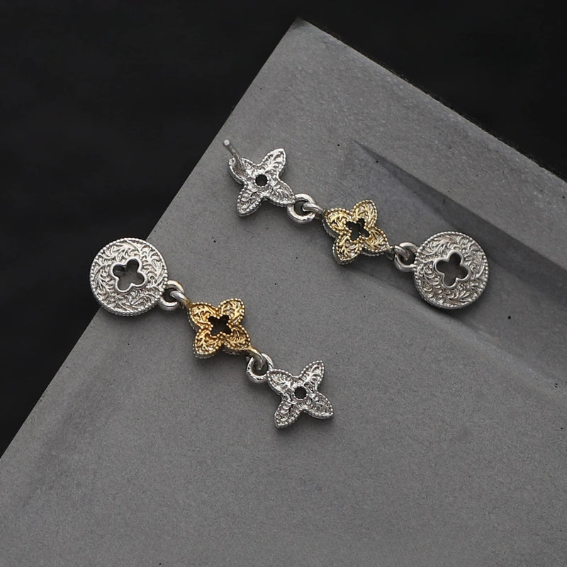 Two-Tone Clover Stud Earrings