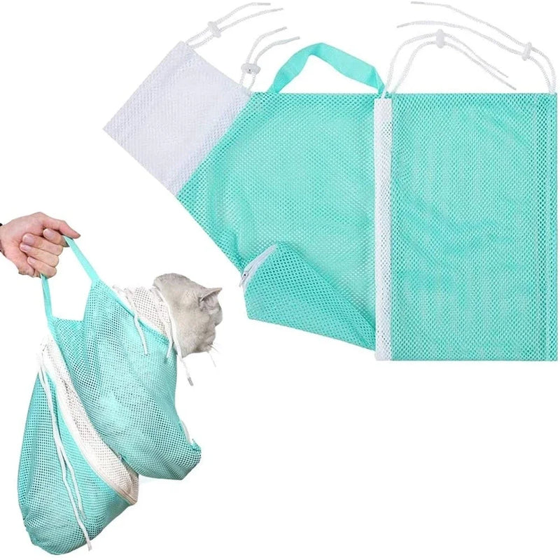 Adjustable Mesh Cat Grooming & Bathing Bag