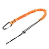 Orange bungee tether with a carabiner hook for safety and securing items