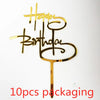 Gold Acrylic Happy Birthday Cake Toppers (Set of 10)