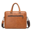 Braunes Herren-Leder-Business-Etui mit Top-Griff und Reißverschlusstasche.