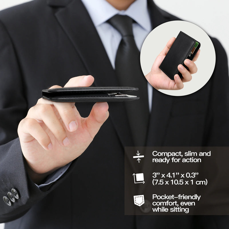 Slim RFID-Blocking Leather Front Pocket Wallet
