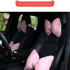 Pink butterfly-shaped ice silk headrest lumbar support pillow with a matching waist cushion set shown in a car seat.