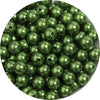 A pile of round, dark green ABS imitation pearl beads for jewelry making.
