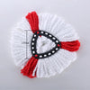 White microfiber mop pad replacements with red accents and a black ring detail.