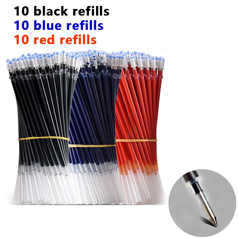 Smooth 0.5mm Gel Pen Set with Refills (Black, Blue, Red)