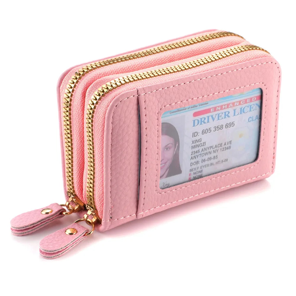 PU Leather Women's Multi-Slot Zipper Wallet Card Holder