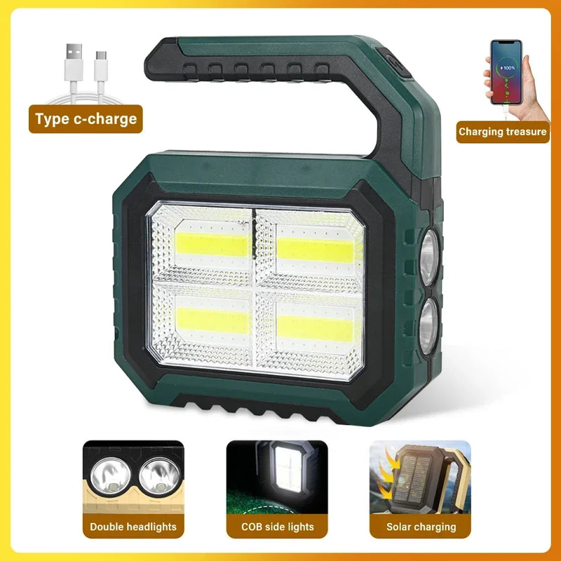 Solar-Powered LED Flashlight with USB-C Charging