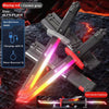 Twin swords combined set featuring blazing red and cosmic gray glow with spark and smoke effects