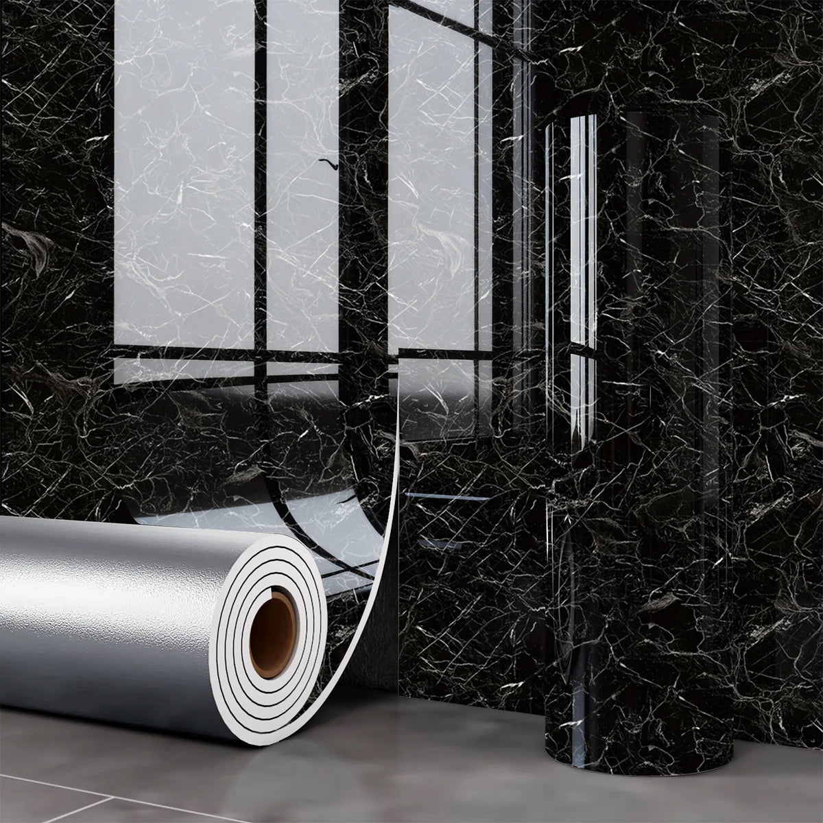 Roll of self-adhesive marble wall sticker for kitchen and bathroom