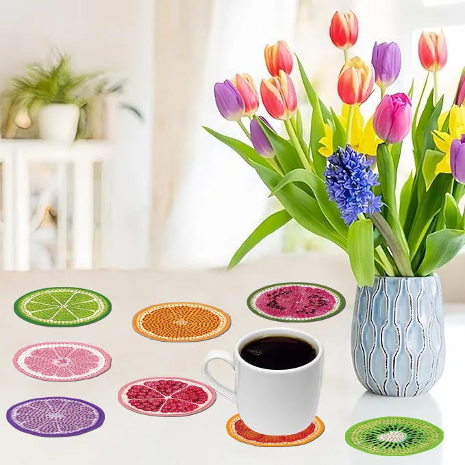DIY Diamond Painting Wooden Coaster Set (8 Pieces)