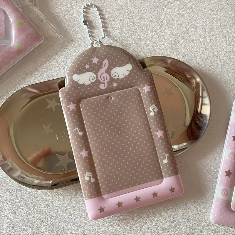 Pink Strawberry Card Holder Keychain