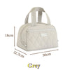 A light grey quilted PU leather insulated lunch tote with a flap and handles.