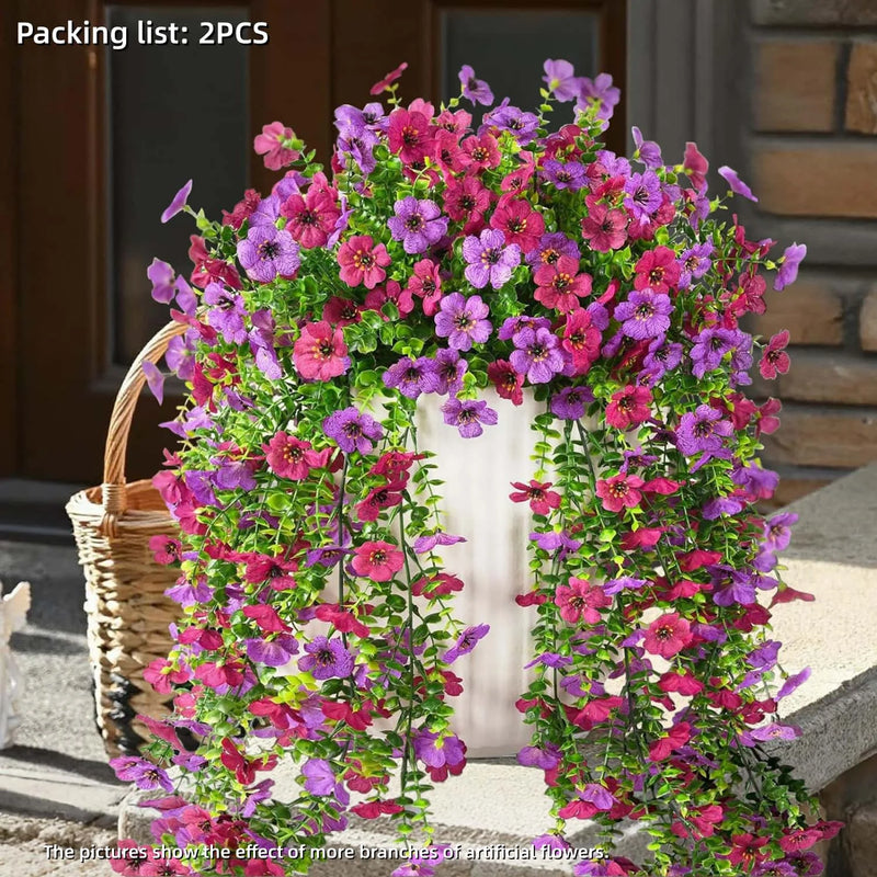 UV-Resistant Hanging Artificial Flowers – Silk-Like Outdoor Decor (Mixed Colors)